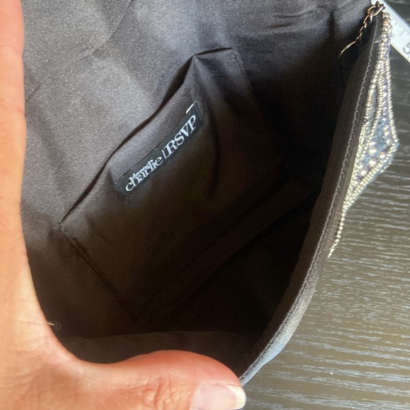 NWT beautiful sequined clutch with chain (attached on inside). Blue/silver - Picture 5 of 5